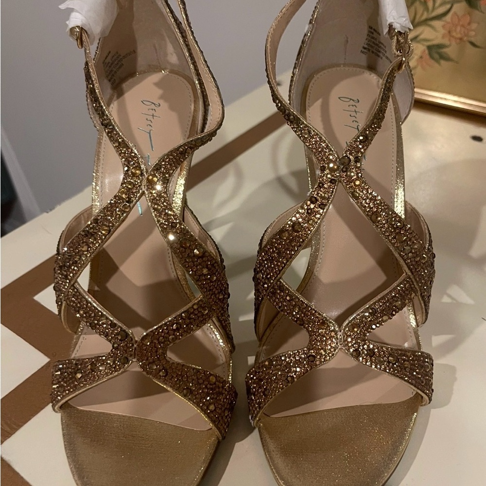 Betsey Johnson Glittering Gold Strappy Heels